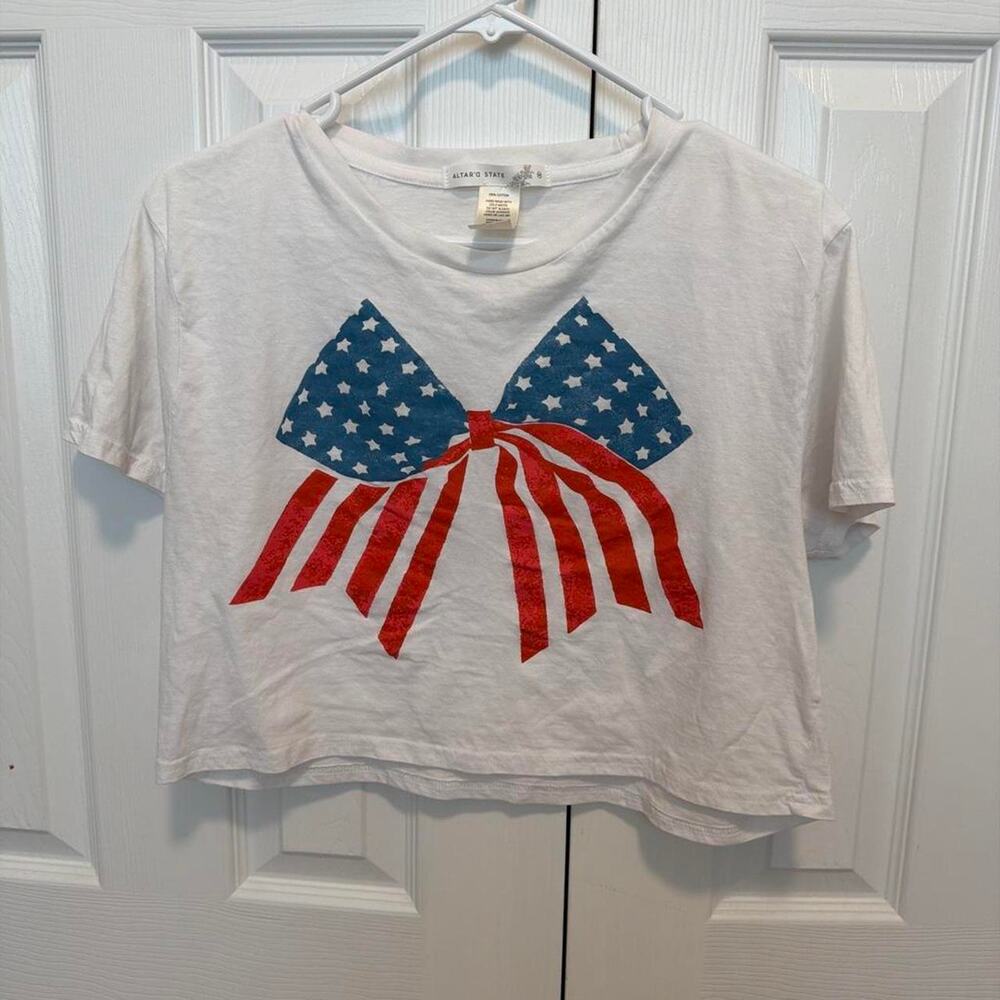 White american flag bow crop